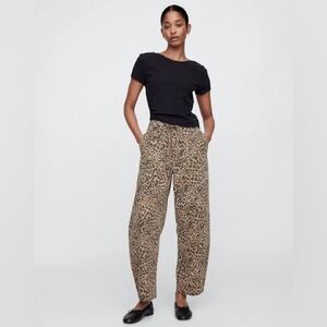 GAP Leopard Print Pull On Barrel Pants